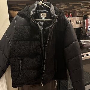 A.n.a Black Puffer Jacket with Faux Fur